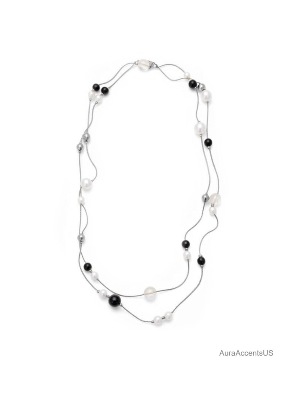 Pearl Beaded Layered Necklace 55" Gold Plated Sweater Chain
